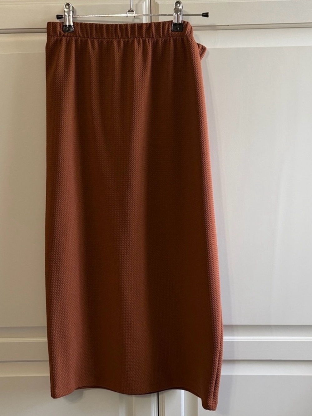 Women's Maxi Skirt in Rust Brown - Elastic Waist